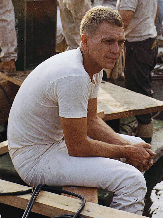 Steve McQueen Wearing A White T-Shirt & Jeans Combination