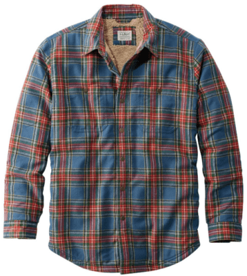 LL Bean Sherpa-Lined Scotch Plaid Shirt