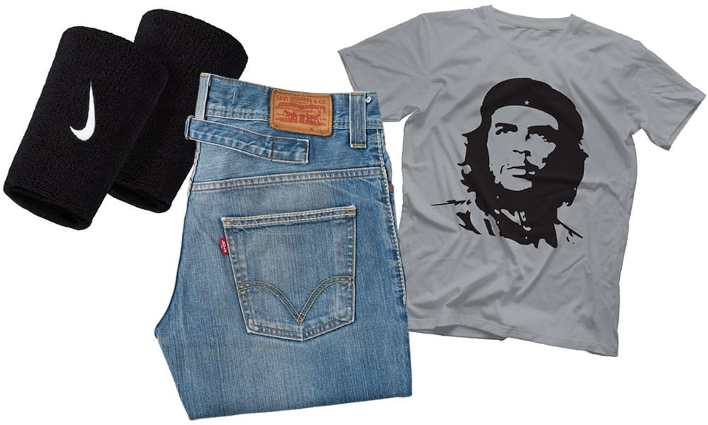 The noughties teen starter pack: Che Guevara T-shirt, Levi's cinch back jeans and sweatbands