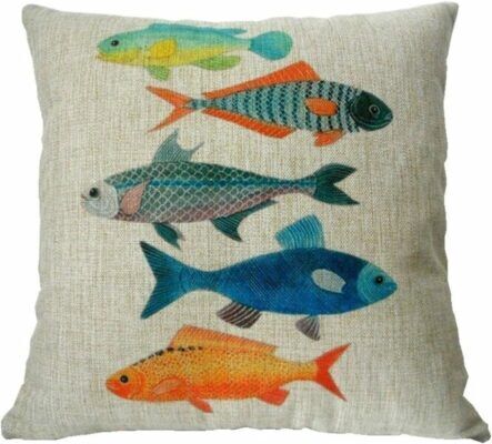 decorbox colorful fish Throw Pillow