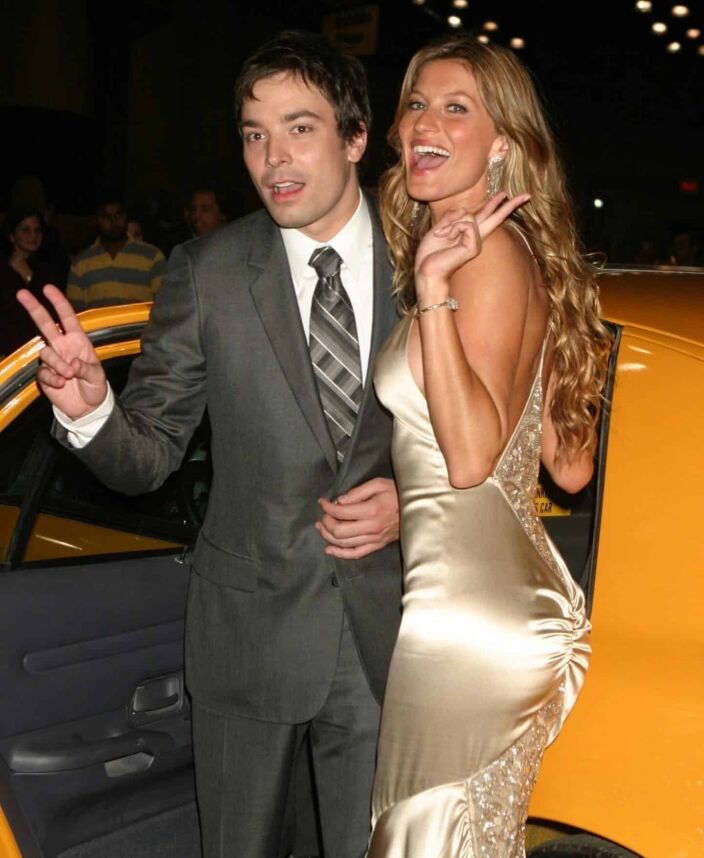 Jimmy Fallon and Gisele Bundchen at the Taxi premiere in 2004